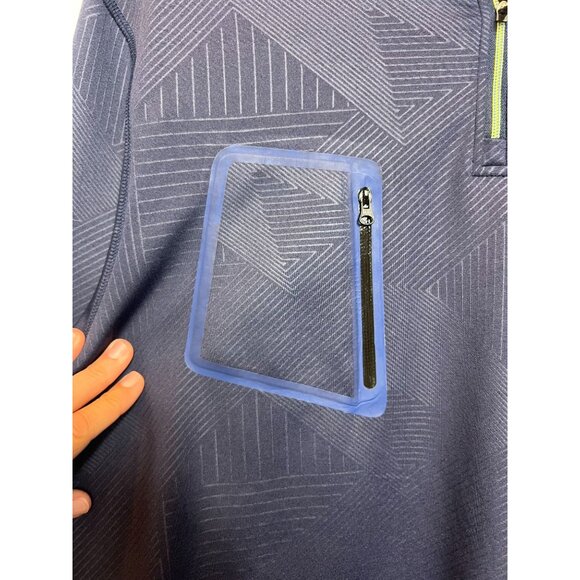 Robert Graham Navy Quarter-Zip Pullover Geometric Pattern Zipper Pocket Large - Picture 9 of 12